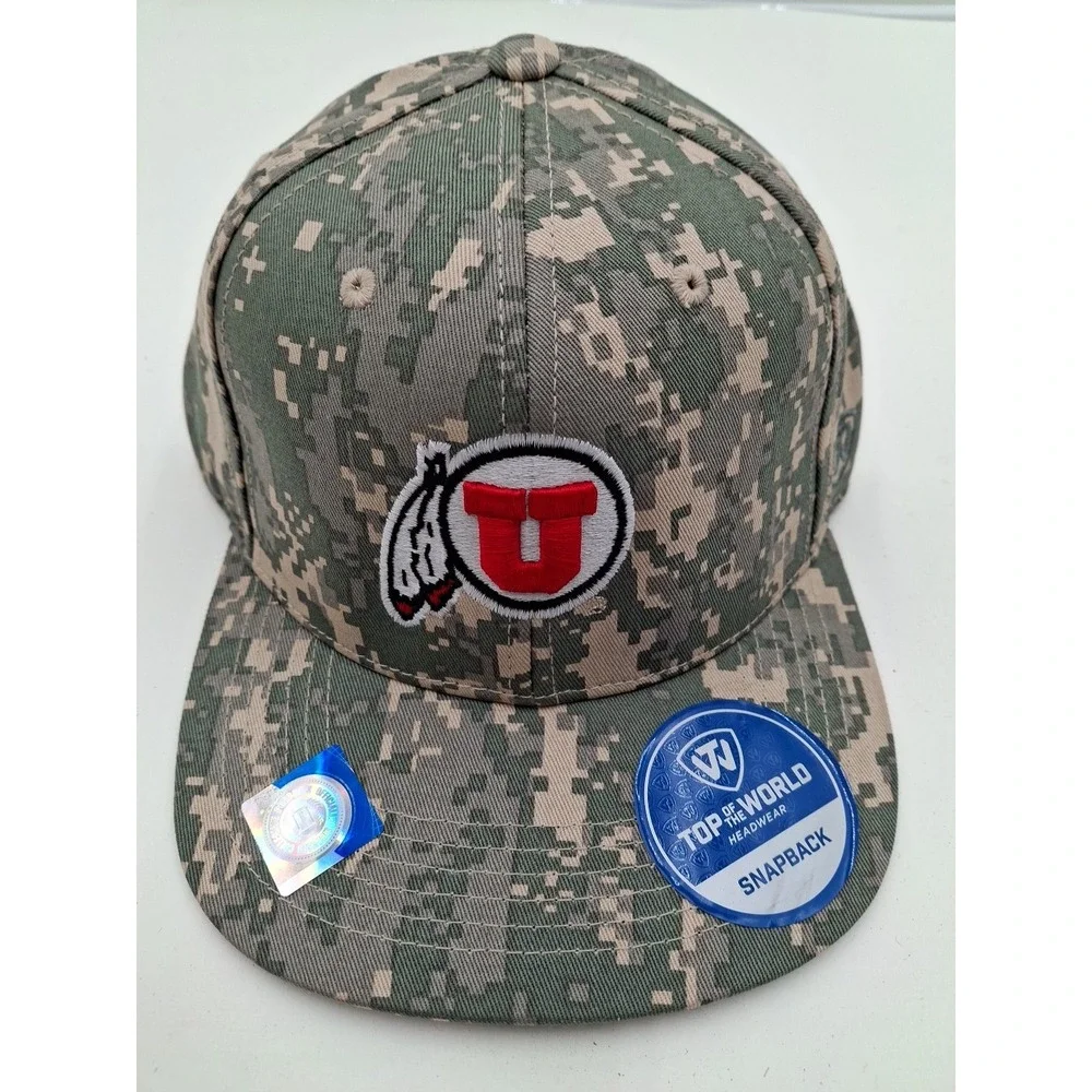Utah Utes Top of the World Digital Camo Patriot Snapback Hat Mens One Size NEW